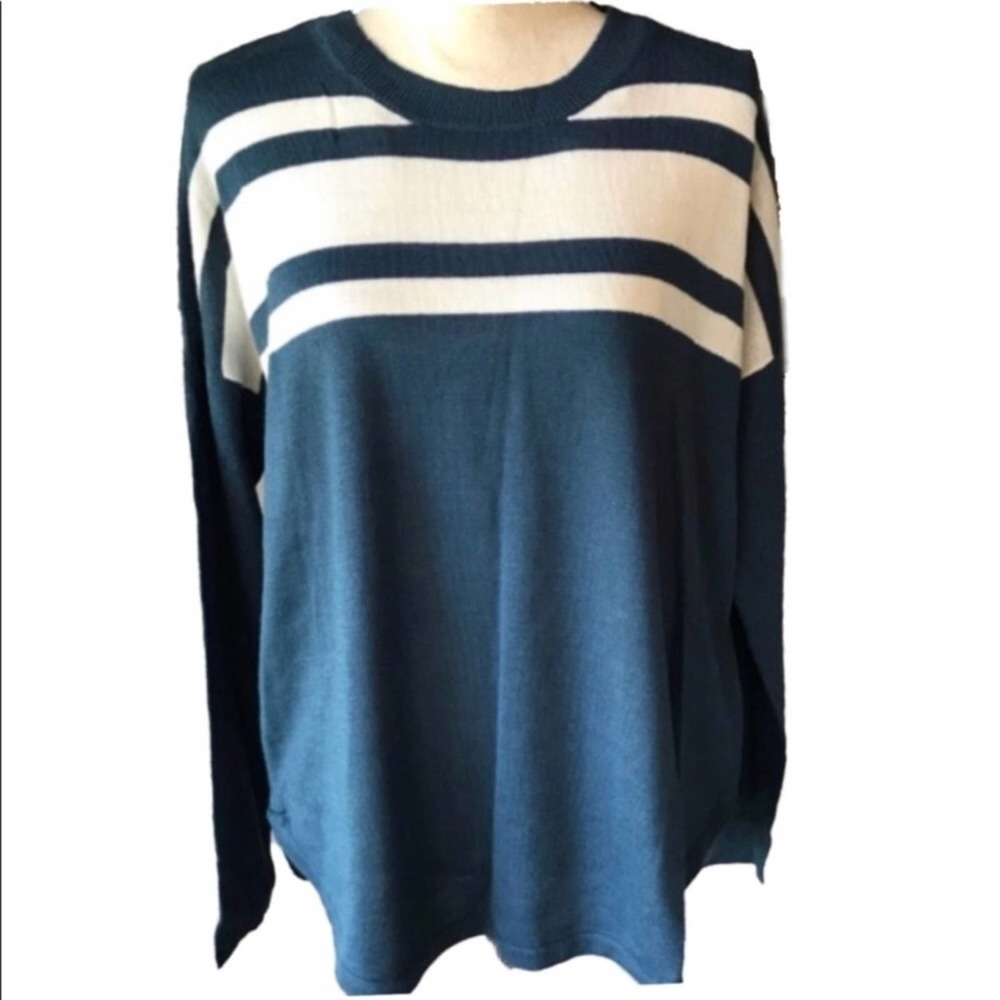 Canyon River Blues Blue Striped Hi Low Sweater NWT